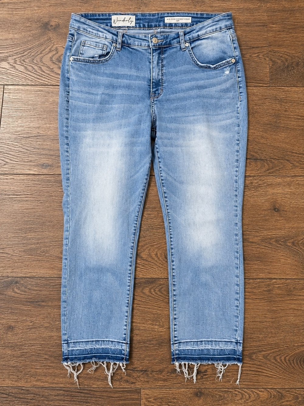 Wonderly Light Blue Frayed Ankle Slim Jeans